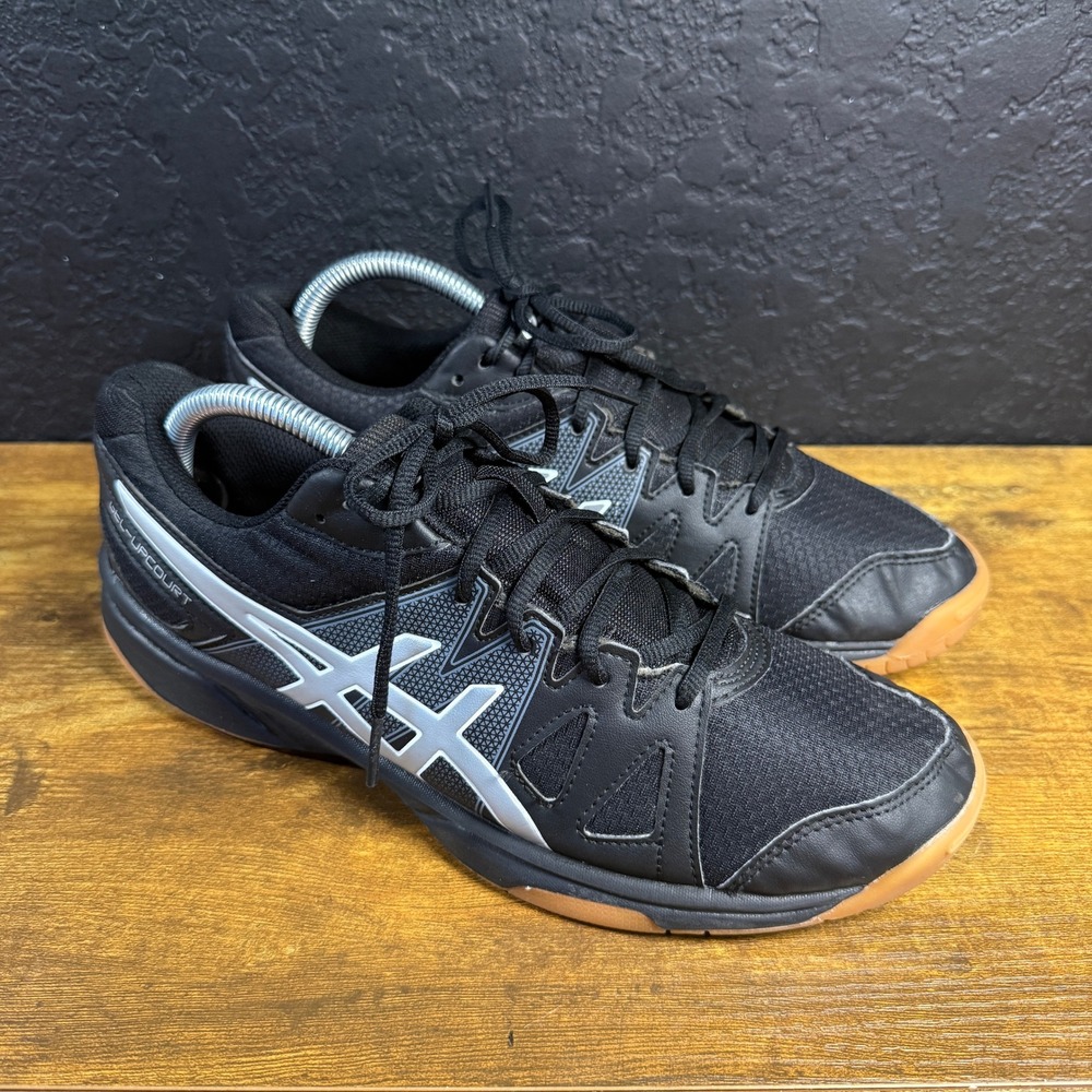 Asics Gel-Upcourt Black Silver Gum Sole Men's Volleyball Shoes B450N Size‎ 10